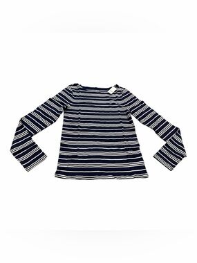 Gap Women’s Ribbed Striped Long Sleeve Shirt, Size Medium, Navy Blue White, NEW